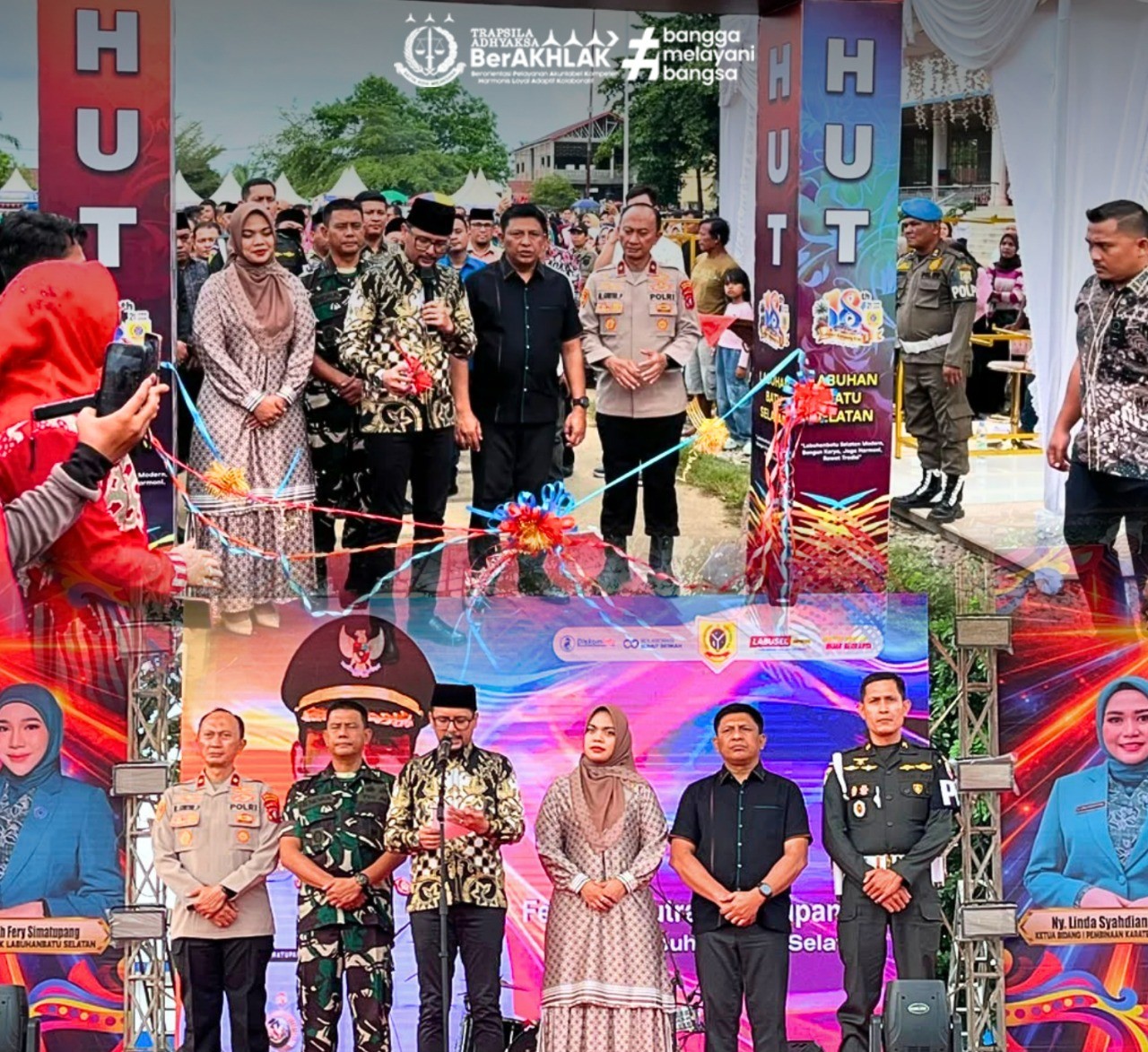 Kepala Kejaksaan Negeri Labuhanbatu Selatan, Alexander Zaldi, S.H., M.H., menghadiri acara Pembukaan Pameran Pembangunan dalam rangka Hari Jadi Kabupaten Labuhanbatu Selatan Ke-18 Tahun 2026