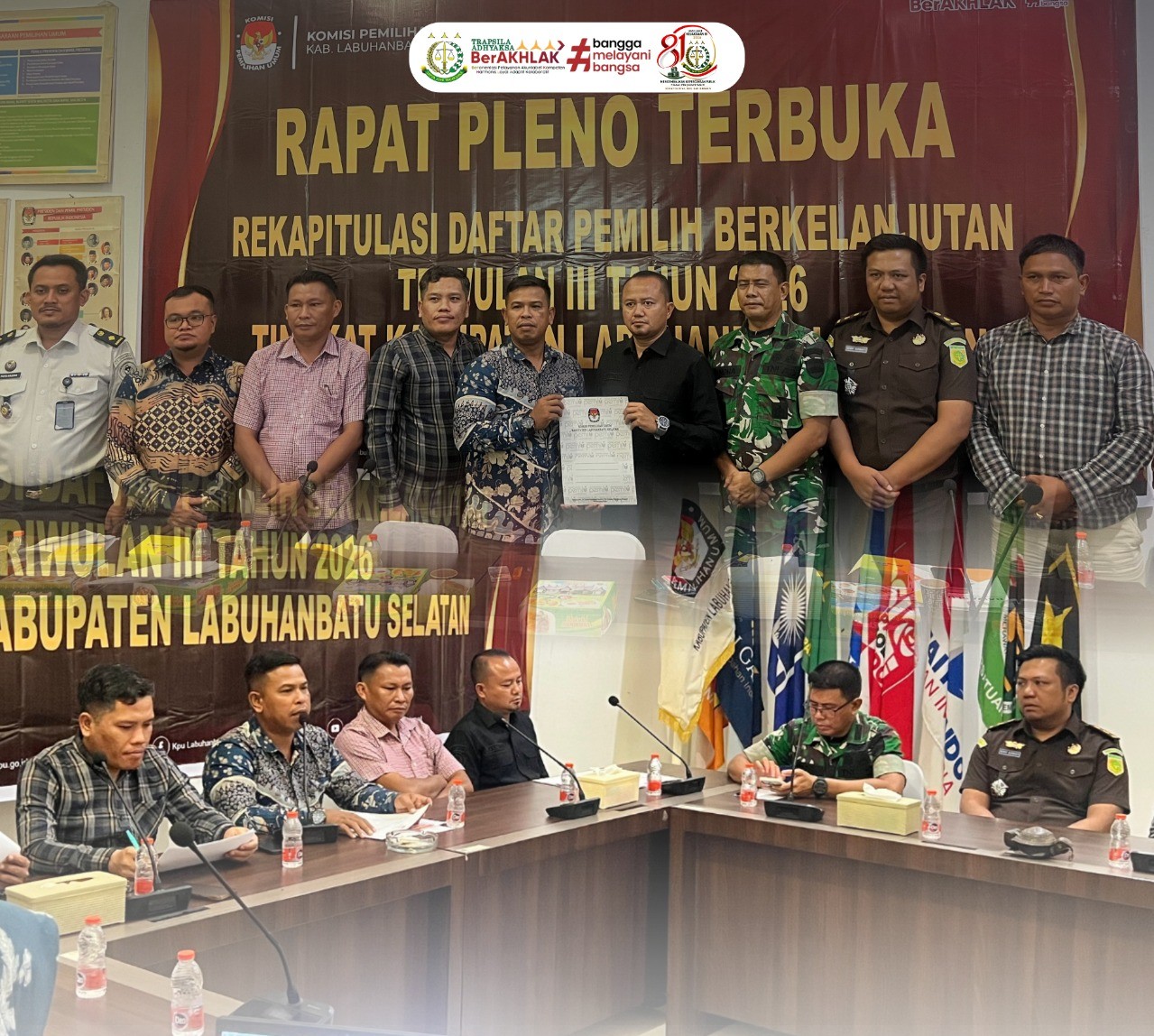 Rapat Pleno Terbuka Rekapitulasi Daftar Pemilih Berkelanjutan Triwulan III Tahun 2026 Tingkat Kabupaten Labuhanbatu Selatan