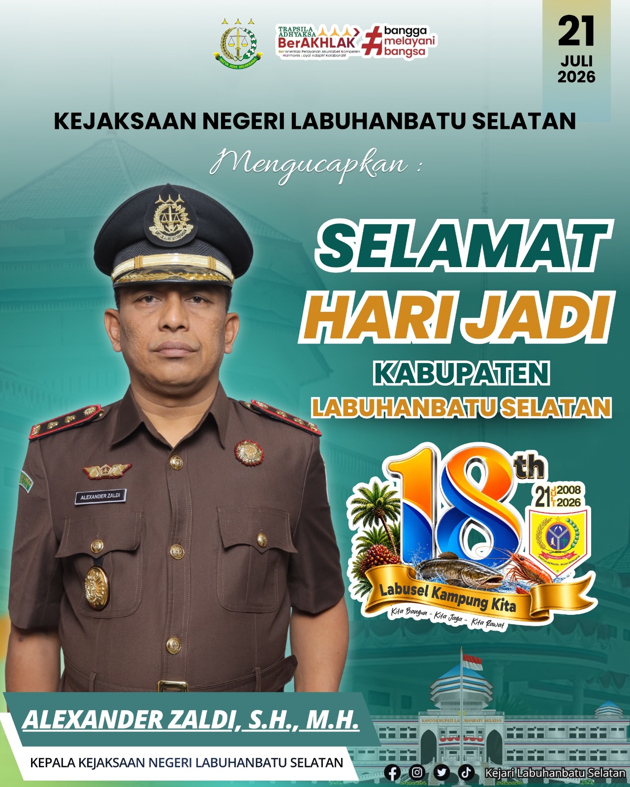 Selamat Hari Jadi Kabupaten Labuhanbatu Selatan ke-18 21 Juli 2026