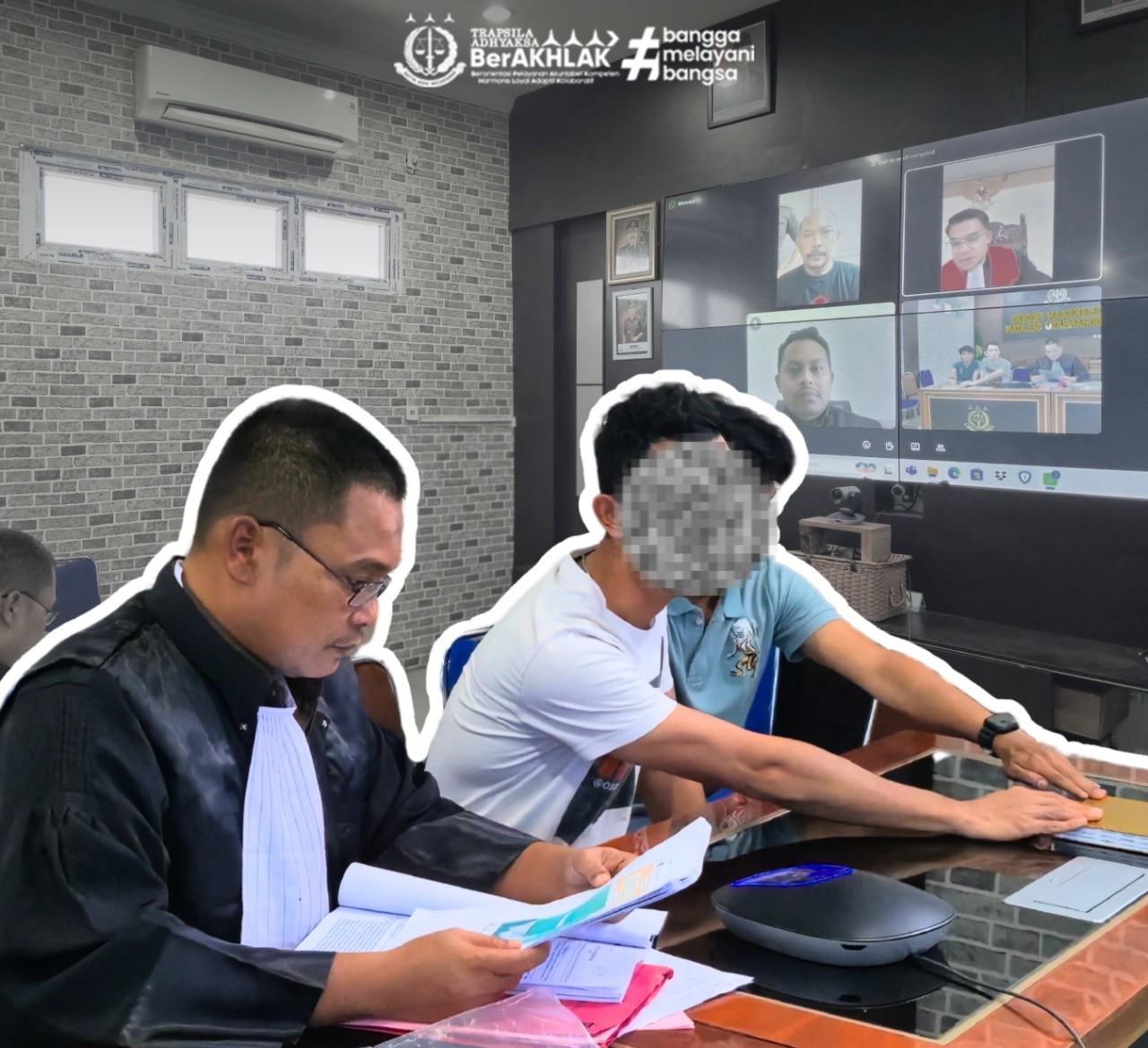 Sidang Tindak Pidana Umum pada Kejaksaan Negeri Labuhanbatu Selatan secara daring (online) yang bertempat di Ruang Video Conference Kejaksaan Negeri Labuhanbatu Selatan